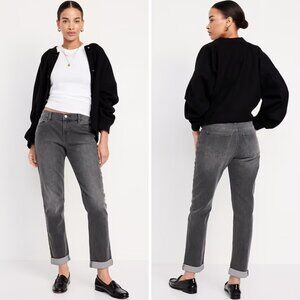 OLD NAVY | Women's Casual Washed Black Mid-Rise Boyfriend Jeans | Size 14